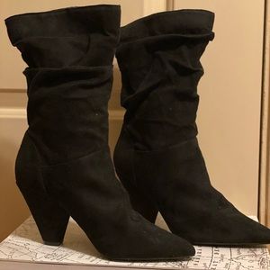 Black Suede Slouchy Boots Size 7